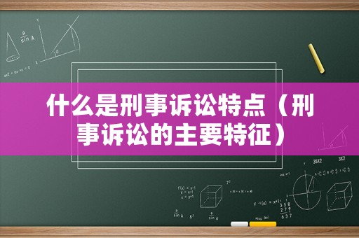 什么是刑事訴訟特點（刑事訴訟的主要特征）