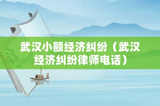 武漢小額經濟糾紛（武漢經濟糾紛律師電話）