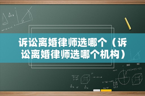 訴訟離婚律師選哪個（訴訟離婚律師選哪個機構）