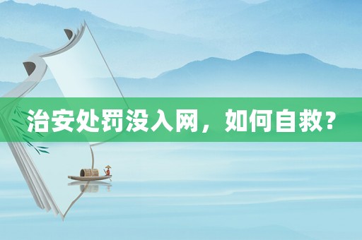 治安處罰沒入網(wǎng)，如何自救？