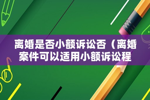 離婚是否小額訴訟否（離婚案件可以適用小額訴訟程序嗎）