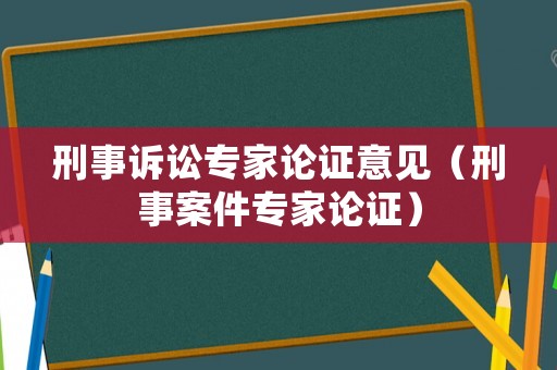 刑事訴訟專家論證意見（刑事案件專家論證）