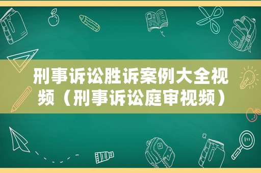 刑事訴訟勝訴案例大全視頻（刑事訴訟庭審視頻）