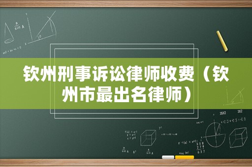 欽州刑事訴訟律師收費（欽州市最出名律師）