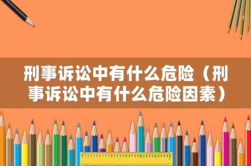 刑事訴訟中有什么危險（刑事訴訟中有什么危險因素）