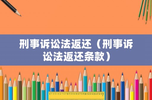 刑事訴訟法返還（刑事訴訟法返還條款）