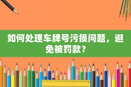 如何處理車牌號污損問題，避免被罰款？