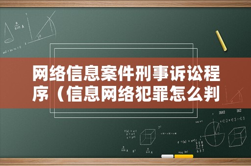 網(wǎng)絡(luò)信息案件刑事訴訟程序（信息網(wǎng)絡(luò)犯罪怎么判刑）