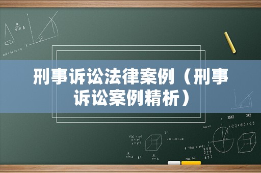 刑事訴訟法律案例（刑事訴訟案例精析）