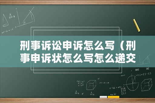 刑事訴訟申訴怎么寫（刑事申訴狀怎么寫怎么遞交）