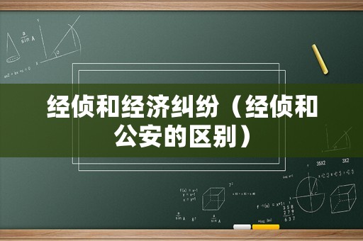 經偵和經濟糾紛（經偵和公安的區別）