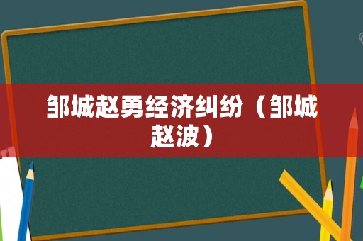 鄒城趙勇經濟糾紛（鄒城趙波）