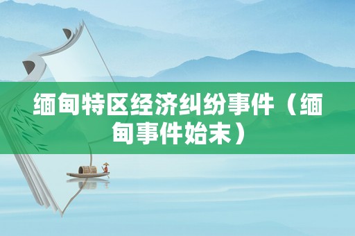 緬甸特區經濟糾紛事件（緬甸事件始末）