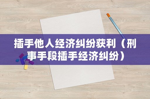 插手他人經濟糾紛獲利（刑事手段插手經濟糾紛）