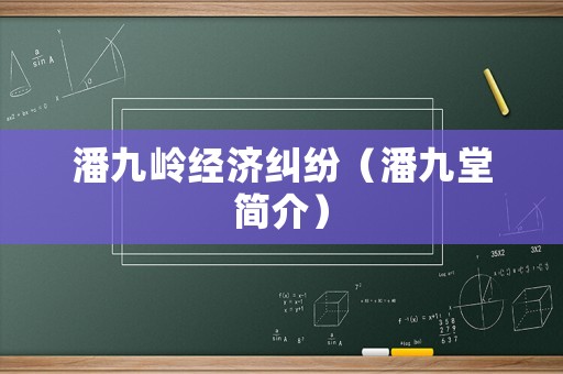 潘九嶺經濟糾紛（潘九堂簡介）