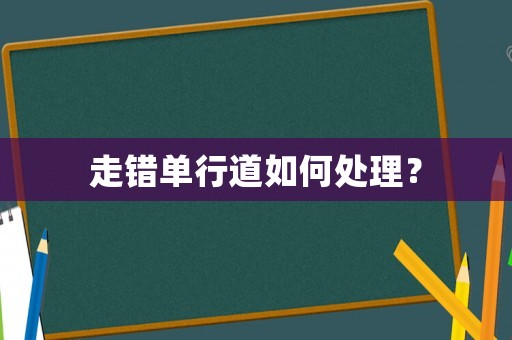 走錯單行道如何處理？