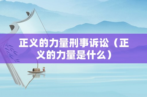 正義的力量刑事訴訟（正義的力量是什么）