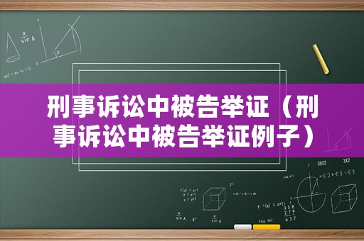 刑事訴訟中被告舉證（刑事訴訟中被告舉證例子）