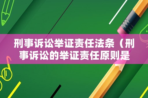 刑事訴訟舉證責任法條（刑事訴訟的舉證責任原則是什么）