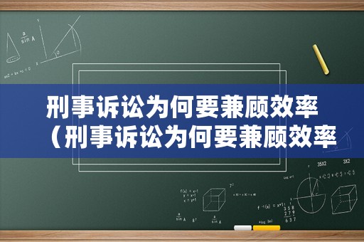 刑事訴訟為何要兼顧效率（刑事訴訟為何要兼顧效率呢）