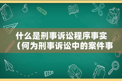 什么是刑事訴訟程序事實（何為刑事訴訟中的案件事實）