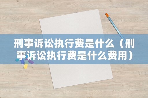 刑事訴訟執行費是什么（刑事訴訟執行費是什么費用）