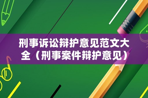 刑事訴訟辯護意見范文大全（刑事案件辯護意見）