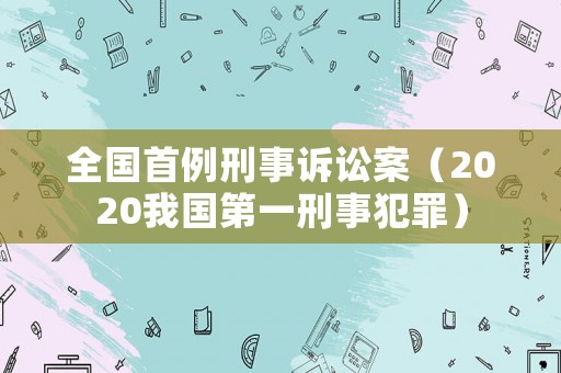 全國首例刑事訴訟案（2020我國第一刑事犯罪）