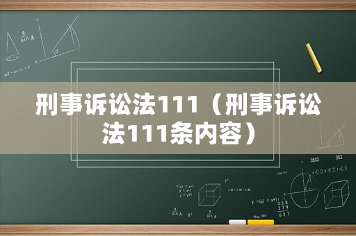 刑事訴訟法111（刑事訴訟法111條內容）