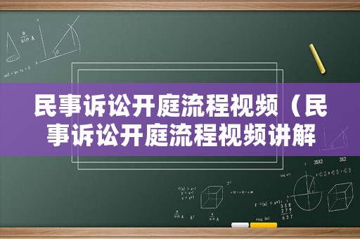 民事訴訟開庭流程視頻（民事訴訟開庭流程視頻講解）