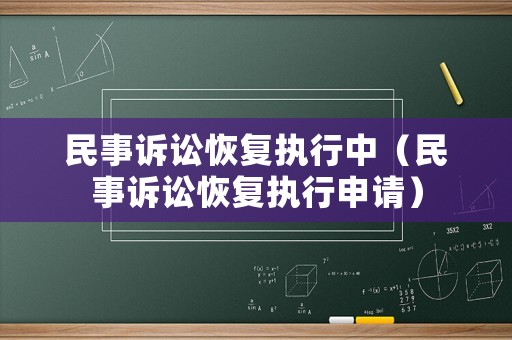 民事訴訟恢復執行中（民事訴訟恢復執行申請）