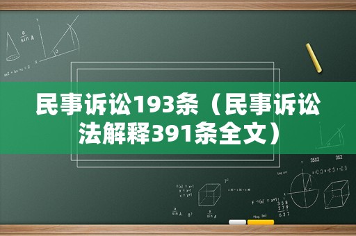 民事訴訟193條（民事訴訟法解釋391條全文）