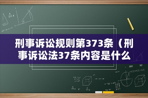 刑事訴訟規(guī)則第373條（刑事訴訟法37條內(nèi)容是什么）