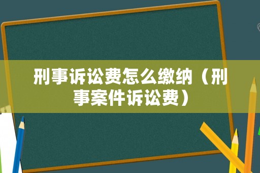 刑事訴訟費怎么繳納（刑事案件訴訟費）