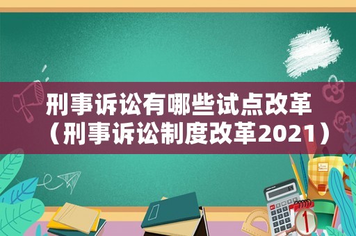 刑事訴訟有哪些試點改革（刑事訴訟制度改革2021）