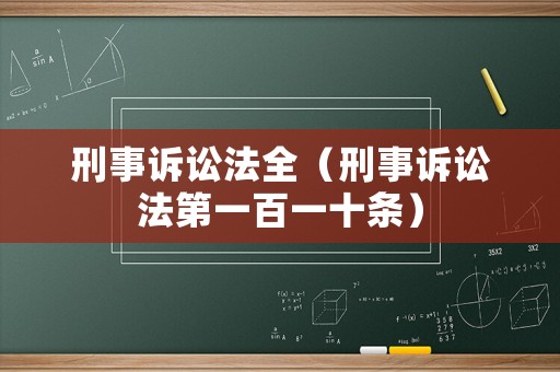 刑事訴訟法全（刑事訴訟法第一百一十條）