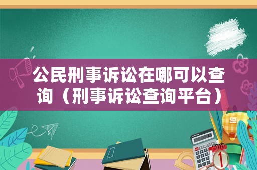 公民刑事訴訟在哪可以查詢（刑事訴訟查詢平臺）