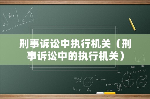 刑事訴訟中執(zhí)行機(jī)關(guān)（刑事訴訟中的執(zhí)行機(jī)關(guān)）