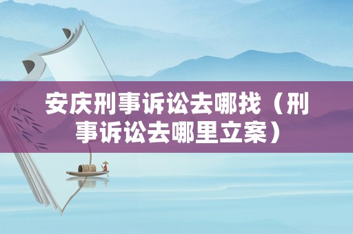 安慶刑事訴訟去哪找（刑事訴訟去哪里立案）