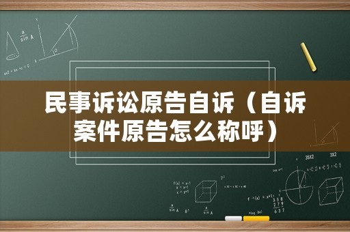 民事訴訟原告自訴（自訴案件原告怎么稱呼）