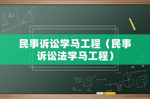 民事訴訟學馬工程（民事訴訟法學馬工程）