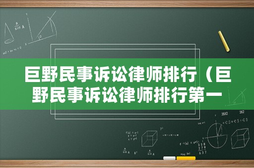 巨野民事訴訟律師排行（巨野民事訴訟律師排行第一）