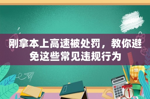 剛拿本上高速被處罰，教你避免這些常見違規行為