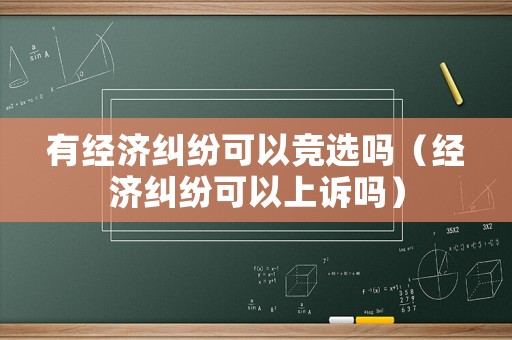有經濟糾紛可以競選嗎（經濟糾紛可以上訴嗎）