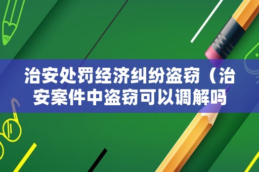 治安處罰經濟糾紛盜竊（治安案件中盜竊可以調解嗎）