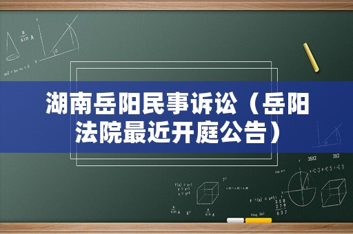湖南岳陽(yáng)民事訴訟（岳陽(yáng)法院最近開(kāi)庭公告）
