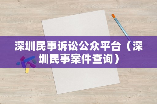 深圳民事訴訟公眾平臺（深圳民事案件查詢）
