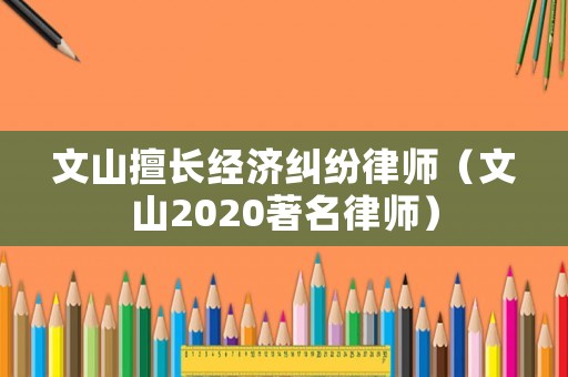 文山擅長經濟糾紛律師（文山2020著名律師）