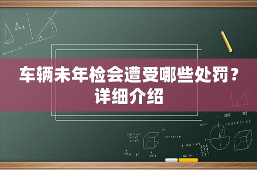 車輛未年檢會遭受哪些處罰？詳細介紹