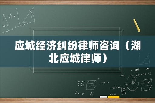 應城經濟糾紛律師咨詢（湖北應城律師）